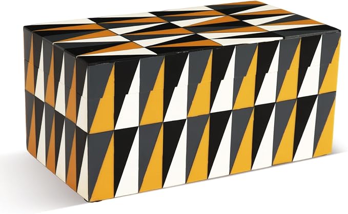 Handicrafts Home Large Decorative Storage Box with Lid, Keepsake Storage Box, Decorative Jewelry & Memory Box for Coffee Table, Shelf & Bedroom Decor, Puzzle Guild 10 x 5 x 5 (Multicolor Box)