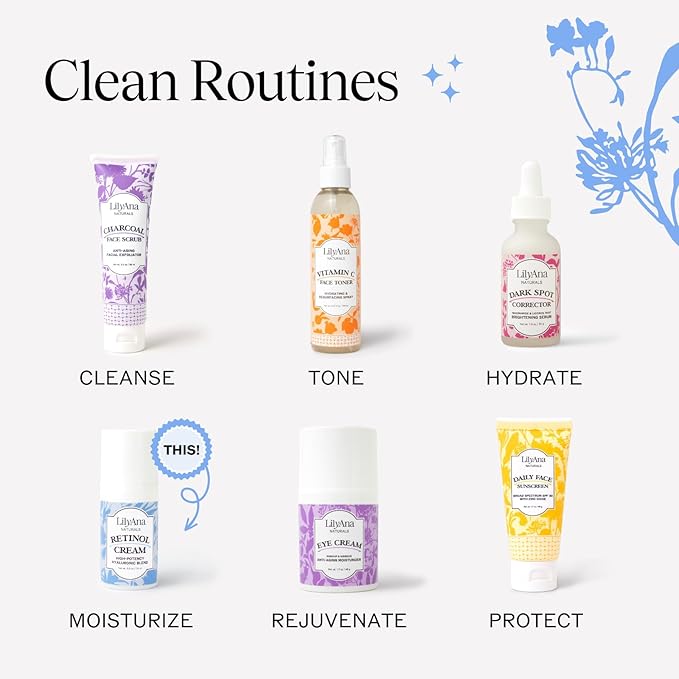 LilyAna Naturals Anti Aging Retinol Face Cream for Women – Wrinkle & Neck Cream for Firming, Retinol Moisturizer for Face with Hyaluronic Acid, Hydrating Night Cream for Fine Lines, Collagen Boost