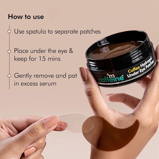 Mcaffeine Coffee Hydrogel Under Eye Patches For Dark Circles & Puffiness Reduction | Caffeine & Hyaluronic Acid | Cooling Eye Patches With Moisture-Lock Technique For 2X Hydration - 30 Pairs | 90G