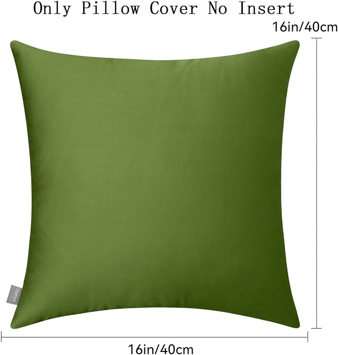 Thmyo 4-Pack 100% Cotton Comfortable Solid Decorative Throw Pillow Case Square Cushion Cover Pillowcase Sublimation Blank Pillow Covers DIY Throw Pillowcase(16x16 inch/ 40x40cm,Olive Green)