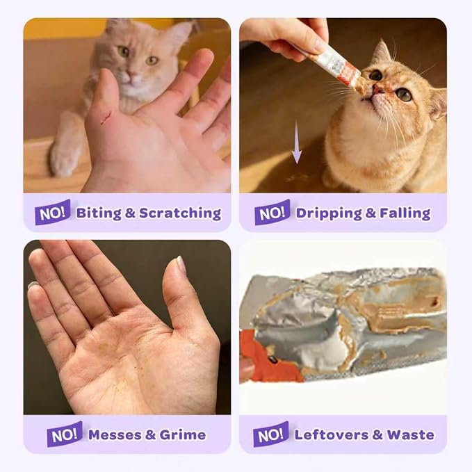 Cat Treat Spoon Squeeze Cat Strip Feeder Spoon for Lickable Churu Cat Treat | Feeding Spoons for Licky,Treats for Wet Food,Happy Spoon for Cats,Sliding,Portable,for Kittens,Cats,Puppies and Small Pets