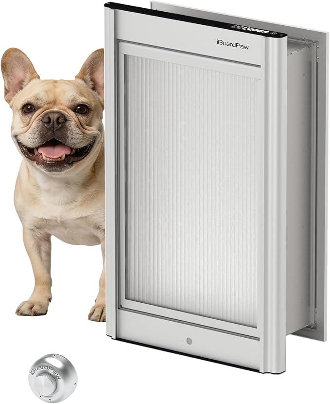 Automatic Dog Door for Wall, Collar Activated Pet Door, M | Heavy-Duty Aluminum, Pet-only Access, Energy-Efficient, 3 Modes, Anti-Pinch, for Interior/Exterior Wall, Silver, Medium