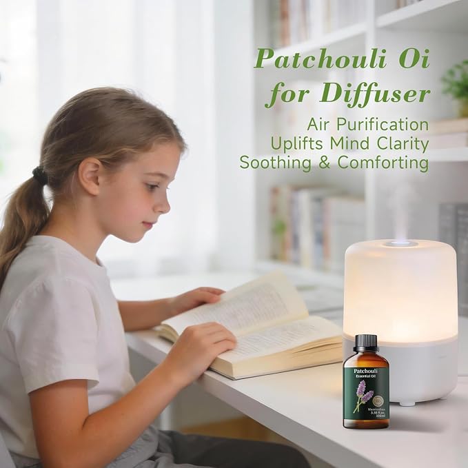 Patchouli Essential Oil, Earthy Scent, Outdoor & DIY, 3.38 Fl Oz | Mumianhua Patchouli Oil, Steam-Distilled. Musky-Earthy Aroma. For Outdoor Spray, Skin, Hair, Perfume & Soap Making