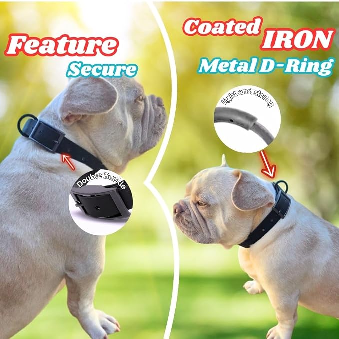 Waterproof Dog Collar, Soft Comfortable Pet Collars, Adjustable Odor Proof Heavy Duty Dog Collars Easy to Clean for Large, Medium Small Dogs by Bee N Buu (Black, Medium (length12-16, Width 3/4"))