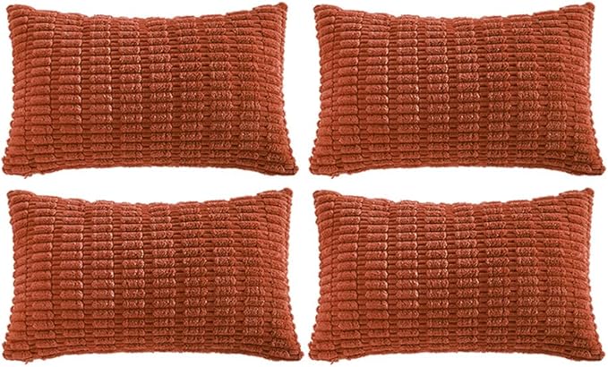 Fancy Homi 4 Packs Decorative Throw Pillow Covers for Living Room Couch Bed, Modern Farmhouse Boho Home Décor Accent Cushion Case, 20" x 12", Burnt Orange