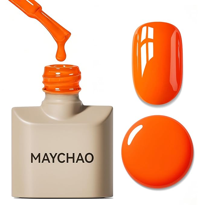 MAYCHAO 15ML Orange Gel Nail Polish 1Pc Bright Orange Gel Polish Soak Off UV LED Nail Lamp Curing Needed for Nail Art Manicure Salon DIY at Home, 0.5 OZ