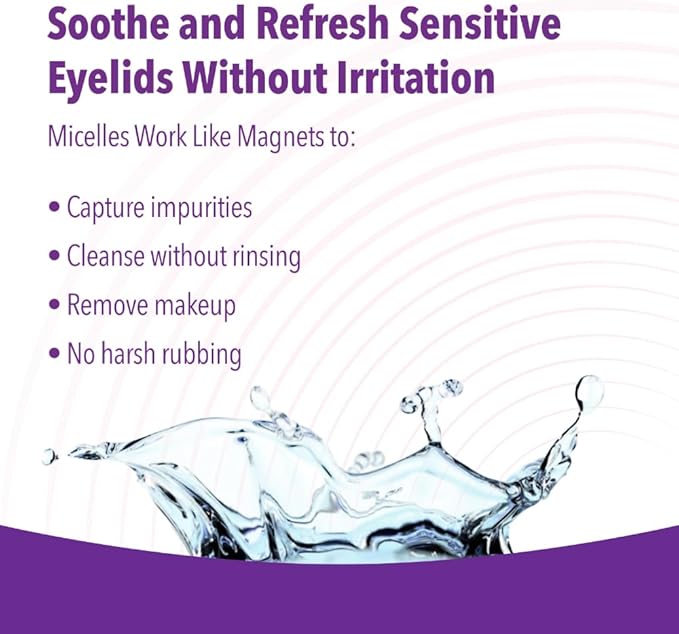 iVIZIA Micellar Eyelid Cleanser for Sensitive Eyelid Cleansing, BAK-Preservative-Free, Rinse-Free, Gently Removes Makeup, 3.3fl oz Bottle Packaging May Vary﻿