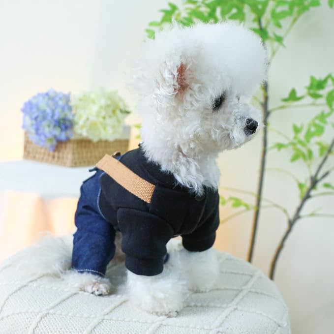Dog Stylish Overalls Comfortable Puppy One Piece Outfits Summer Bib Overalls for Small Dogs Cute Pet Onesie Jumpsuit Chihuahua Yorkies Birthday Holiday Clothes Cat Costume