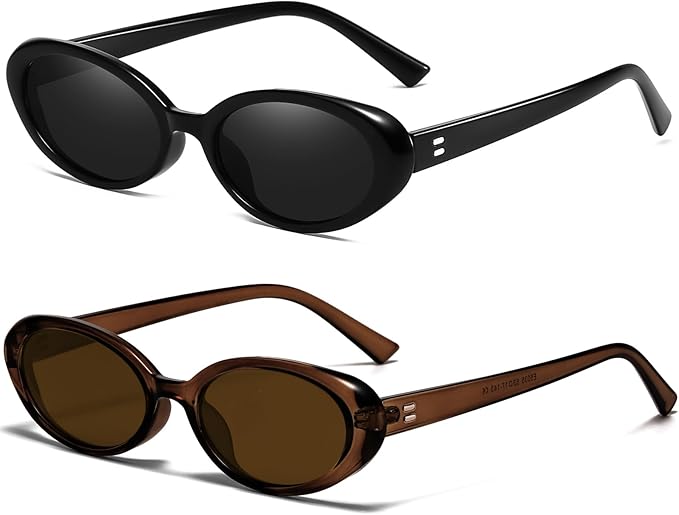 Breaksun Retro Oval Sunglasses for Women Men Fashion Small Oval Sunglasses 90s Vintage Shades