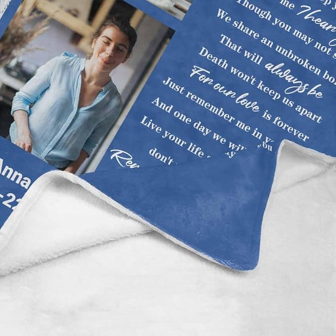 Custom Memorial Blanket with Photo - Sympathy Gift for Loss of Loved One