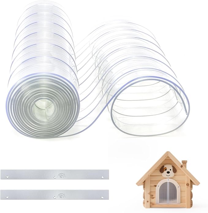 8 Ft x 12 in HIDROSIL Dog House Door Flap, 2 Metal Strips