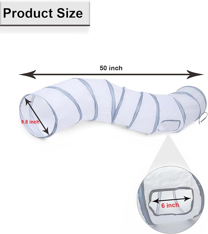 Cat Tunnel, Cat Tunnels for Indoor Cats, S-Shape Foldable Cats Cave