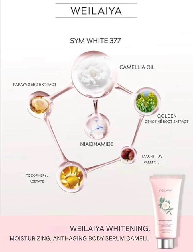 Weilaiya Niacinamide Body Lotion for Women – Brightening & Hydrating Moisturizer with Camellia Oil, Long-Lasting Floral Scent, Smooth Radiant Skin, Non-Sticky, Anti-Aging, Non-Comedogenic