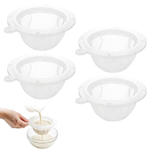 4 Pack Food-Grade Plastic Strainers, Filter Juice for Soybean Milk, Tea, Coffee, Honey Juices Wine and Liquid Transfer