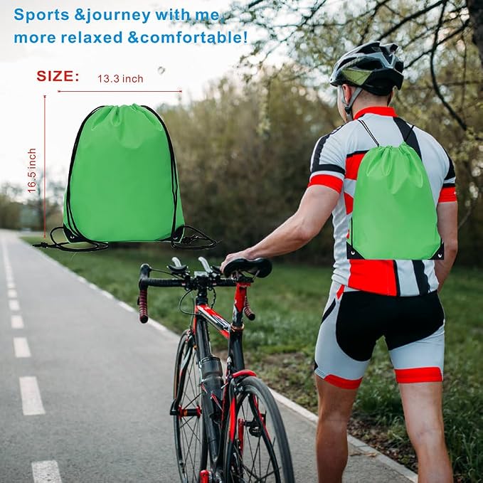 Drawstring Backpack Bulk 50 Packs Draw String Backpack Bags DIY Gym Sports Traveling Trip ride Pedestrianism Yoga Cinch Bag Sackpack Drawstring (green)