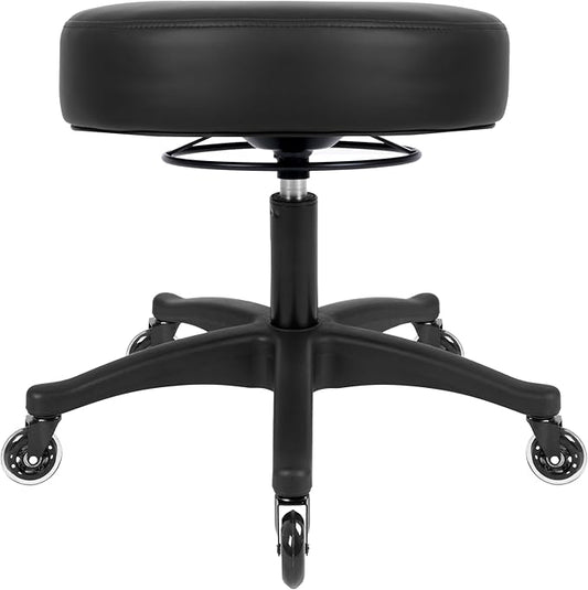TAKE UR SEAT® All-Purpose Stools with Adjustable Seat and Easy Clean Performance Fabrics for Cleanroom Lab Medical Office Classroom Shop Garage Spa Massage Tattoo(Blade Wheels) (17" Black)