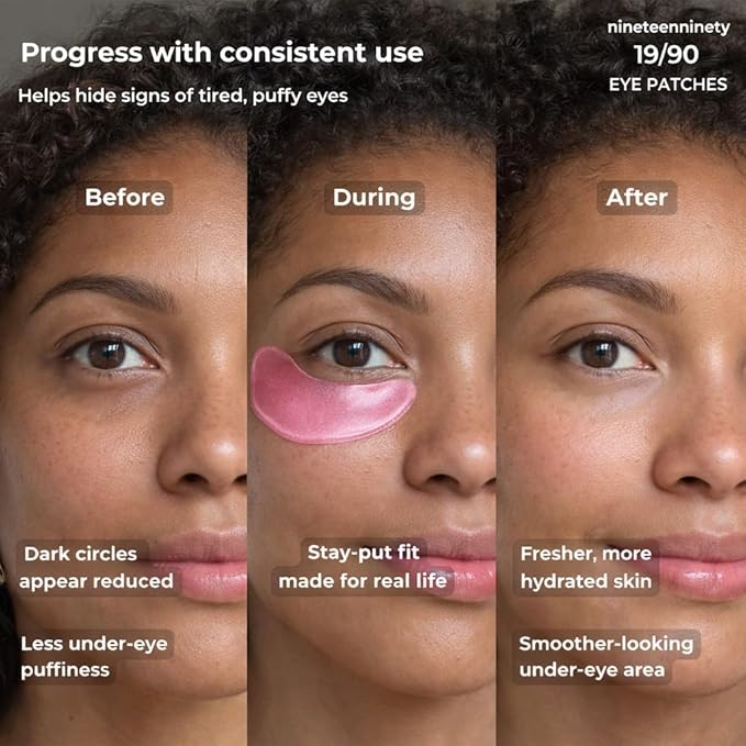 19/90 Revitalizing Hydrogel Under Eye Patches for Dark Circles & Puffiness - Salmon PDRN, Peptides & Hyaluronic Acid - Pink (30 Pair)