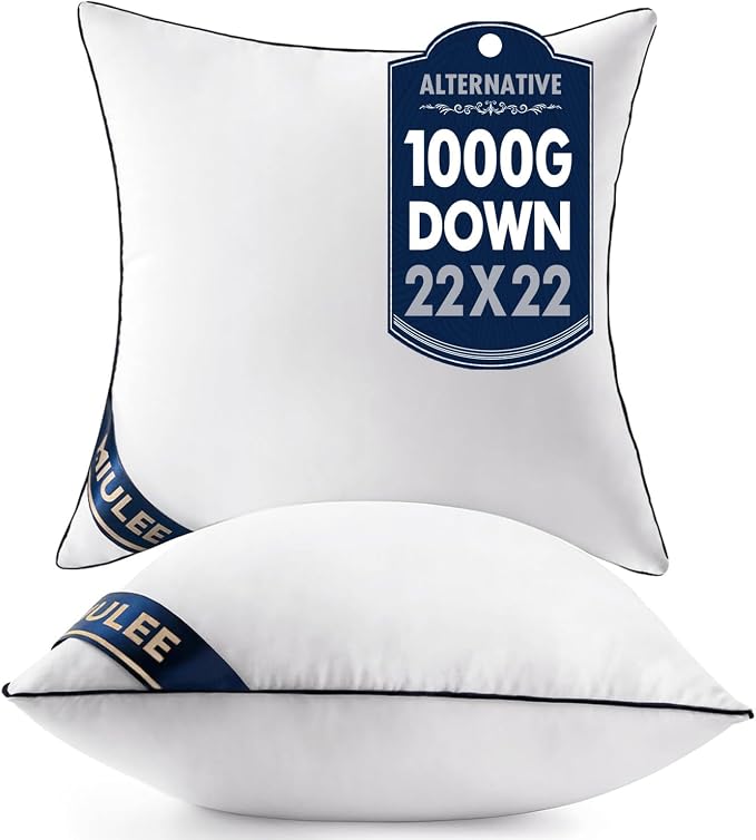 MIULEE 22x22 Pillow Inserts 2 Pack, Premium Down Alternative Throw Pillows | Down Alternative Pillow Inserts, Decorative Pillow Stuffer for Sofa, Couch (22x22 inch, Set of 2)