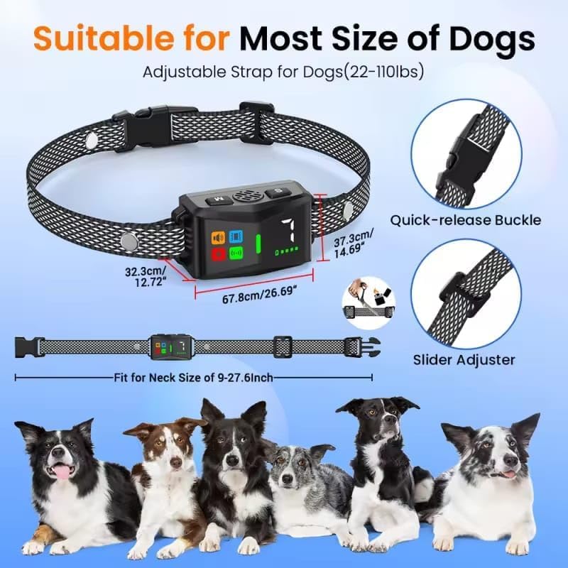 Smart Anti Bark Collar for Dogs, Rechargeable Dog Bark Collar with 6 Adjustable Modes (Beep, Vibration, Shock, Ultrasound) & 7 Sensitivity Levels, Automatic Waterproof Training Collar for All Breeds
