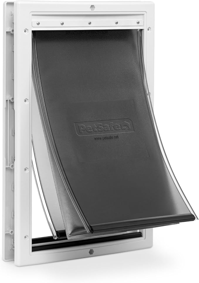 PetSafe Extreme Weather Plastic Dog Door, 3-Flap Insulated, Large | Energy Efficient, Great for Hot and Cold Climates, Snap-On Closing Panel, Paintable Plastic Frame
