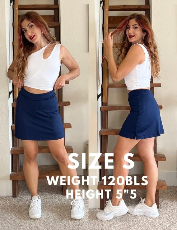 Ekouaer 16" Skorts for Women with Pockets Golf Pickleball Tennis Skirt | Silicone Grippers,2 Inner Pockets,Wide Waist,Side Slit Hem,Breathable,Soft,Lightweight