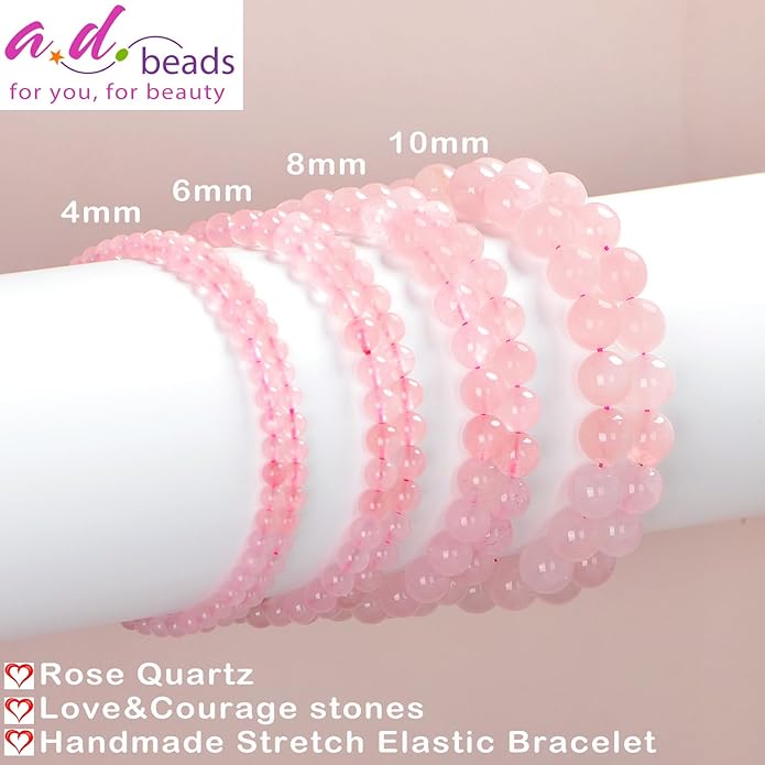 AD Beads Handmade Gemstone Stretch Elastic Bracelet Crystal Healing Reiki Nature's Beauty and Spiritual Essence Unisex
