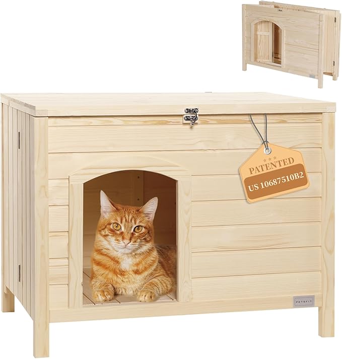 Petsfit Folding Litter Box Enclosure, No Tools Required for Assembly, Cat Litter Box Furniture Hidden, Fit Most of Litter Box, Dog House Cat House, 30" L×21" W×24.5" H