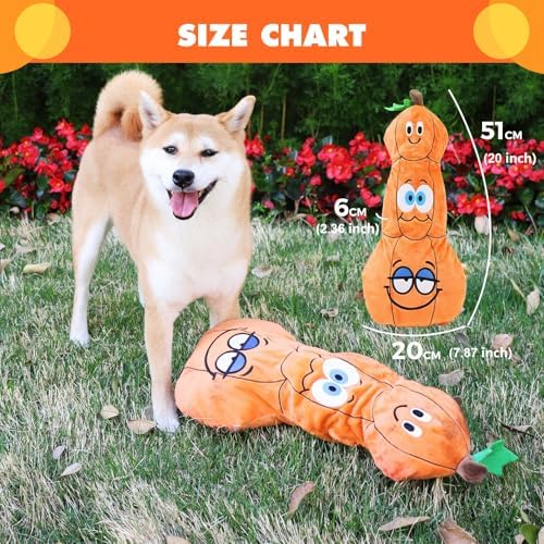 7" Squeaky Plush Toy for Puppies Small Dogs Self Etertainment Washable Soft Made [PET ONLY] (Triple Pumpkin)
