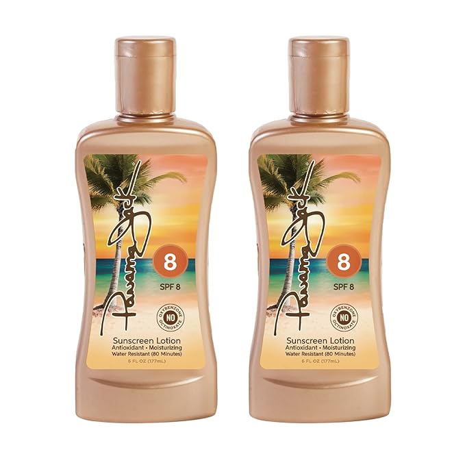Panama Jack Sunscreen Tanning Lotion - SPF 8, PABA, Paraben, Gluten & Cruelty Free, Antioxidant Moisturizing Formula, Water Resistant (80 Minutes), 6 FL OZ