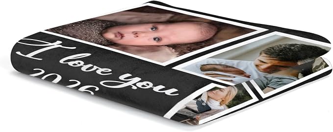 inkArts Custom Blanket with Photo, Personalized Blanket, Customized Photo Blankets, Custom Picture Blankets, Personalized Photo Gifts for Women Men Mom Dad Baby Kid Family Pet