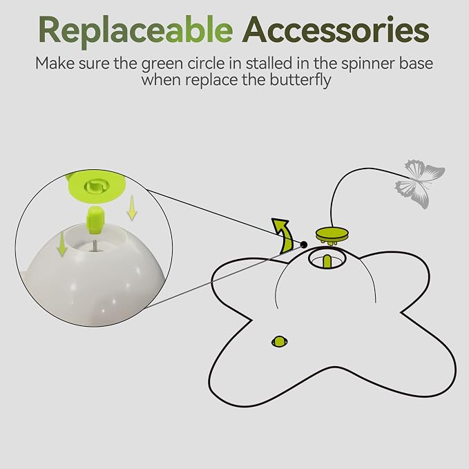 ALL FOR PAWS 6-Pack Butterfly Refills for Interactive Cat Toy, Replacement Butterflies for Automatic Cat Spinner Toy, Durable Self-Play Butterfly Flutter Accessories for Indoor Cats & Kittens
