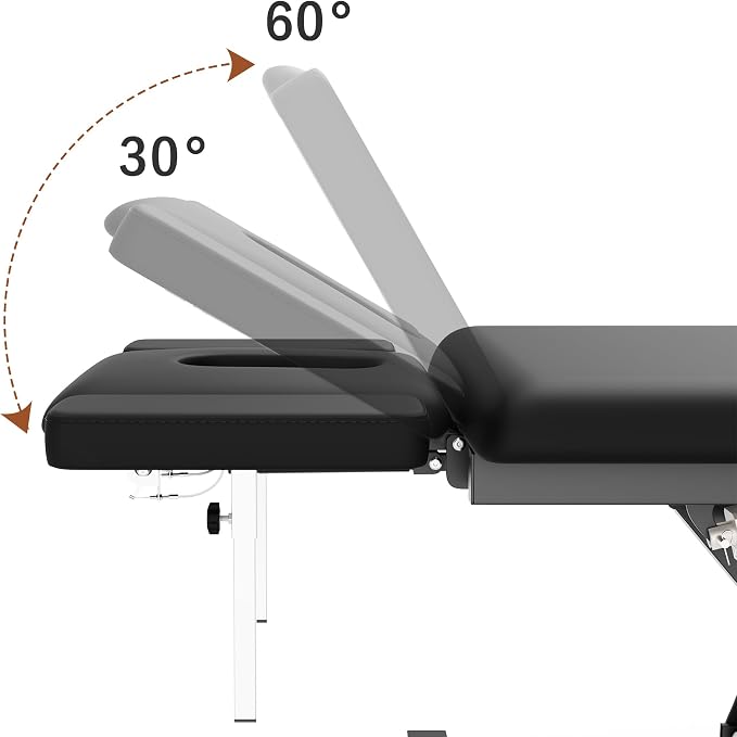 Electric Spine Massage Table, 2 Motors Hydraulic Electric Lift Adjustable Waist and Height Lifting Functions for Treatment/Physical Therapy/Spinal Massage/Facial Spa/Waxing/Tattooing - Black