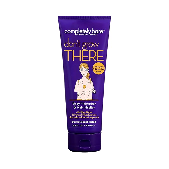 Completely Bare don't grow THERE Body Moisturizer & Hair Inhibitor - Shea Butter & Hair Minimizers 6.7 FL OZ