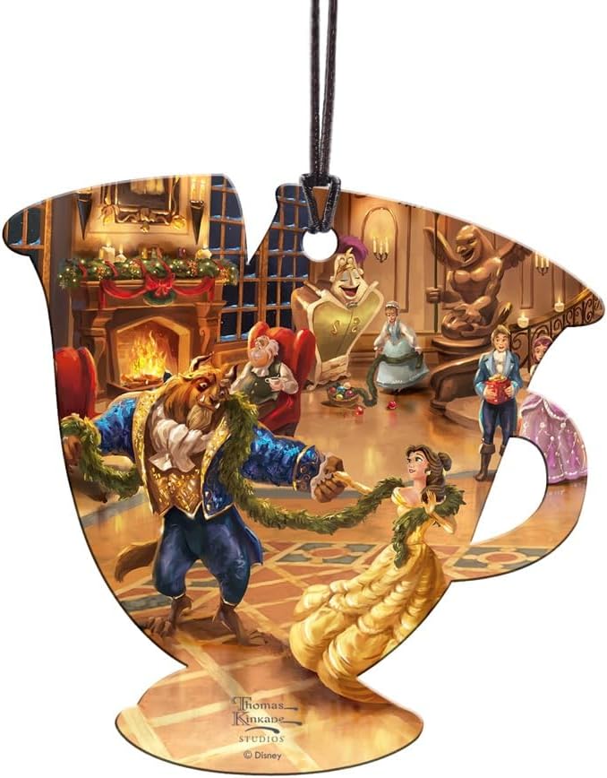 Disney – Beauty and The Beast Christmas Celebration – Holiday Party – 3.5” x 3.5” Teacup Shaped Hanging Acrylic Print Accessory – Officially Licensed Collectible ACPTEACUP800