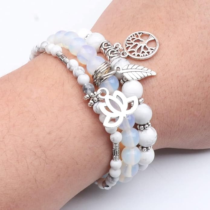 UEUC Tree of Life Yoga Healing Stone Bracelets,Multilayer Lotus Chakra Stone Reiki Bracelet Sets,Anxiety Crystal Natural Stone,for Women Stress Relief