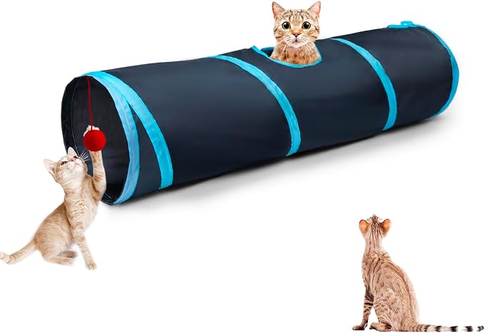 Cat Tunnel Tube Toys，Tunnels for Indoor Cats, 2 Way Foldable