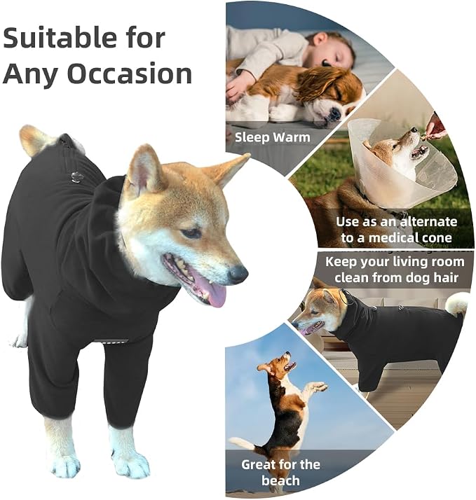 Dog Pajamas for Large Dogs,Extra Large Stretch, Suitable for Adult, Medium-Sized Dogs, Large Pet Jumpsuit Four-Legged Dog Clothes, Pet Clothing. (Black, 3XL)