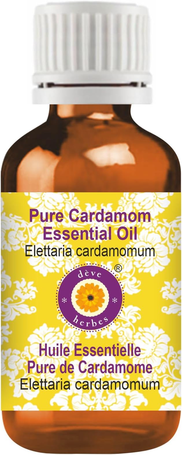 Deve Herbes Pure Cardamom Essential Oil (Elettaria cardamomum) Steam Distilled 100ml (3.38 oz)