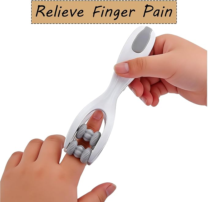Finger Massager Roller with 10pcs Acupressure Rings - Hand Massager Tools for Finger Pain Relief, Ergonomic Hand Massager for Carpal Tunnel, Rock Climbing Recovery & Workers