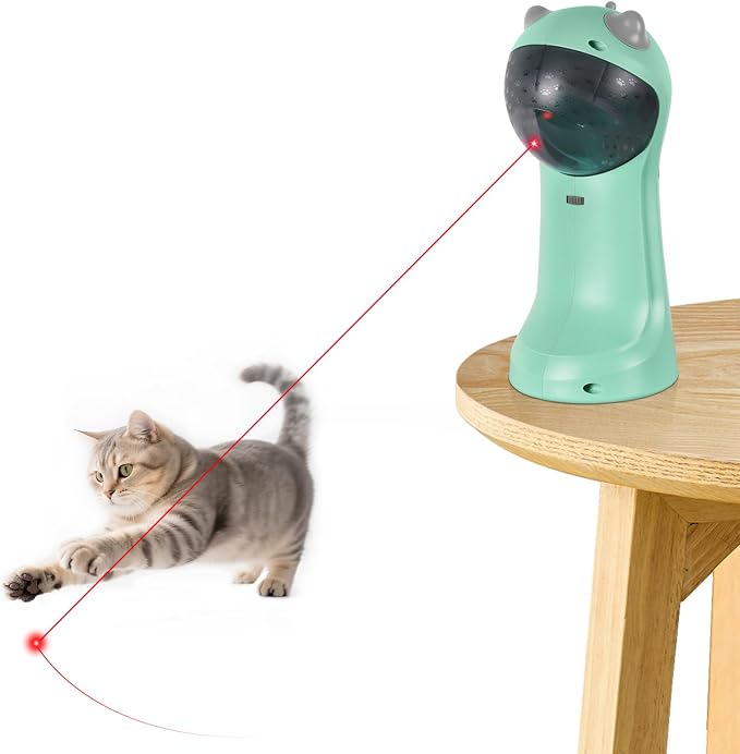 TBTeek Cat Toy, Automatic Cat Toy, 5 Fun Patterns, 4 Speed Modes (Green) | Motion-Activated, Rechargeable, Adjustable Light Angles, Random Trajectory