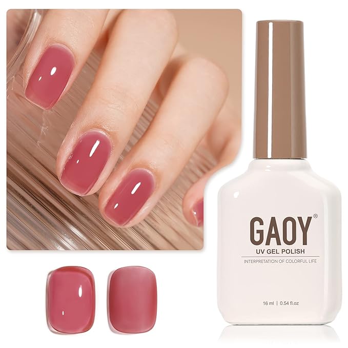 GAOY Jelly Nude Gel Nail Polish, 16ml Sheer Nautral Gel Polish, UV Light Cure for Nail Art DIY, Color 1305