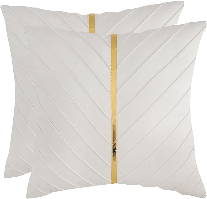 Velvet Throw Pillow Covers 26x26 inch Pack of 2 Gold Decor Beige | Soft Solid Pillow Covers,Modern Luxury Home Decor,for Couch Chair Sofa Bedroom Livingroom,Hidden Zipper,Ideal Gift,Easy Care