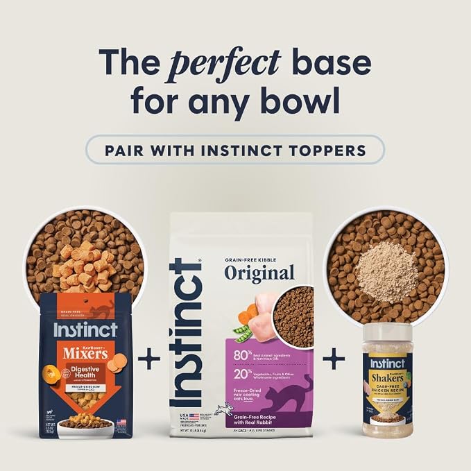 Instinct Original Dry Cat Food, Raw Coated Kibble, Real Rabbit, 10 lb. Bag | Raw-coated kibble with farm-raised rabbit for strong muscles, digestive health, and healthy skin & coat, grain-free