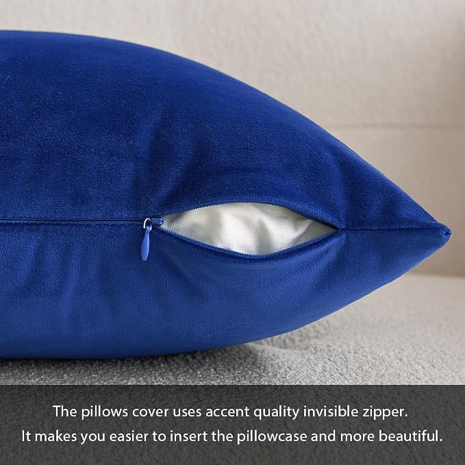 MIULEE 12x20 Inch Lumbar Velvet Throw Pillow Cover Set of 1 Royal Blue | Soft Luxury Decorative Throw Pillow Cover, Single Rectangle Cushion Case, Home Decor for Chair Couch Sofa Bedroom Car Bed