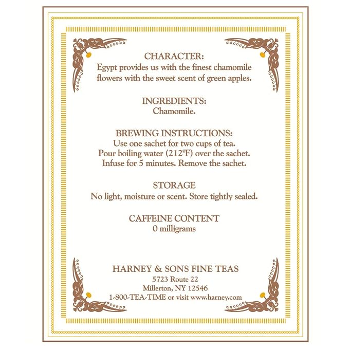 Harney & Sons Chamomile Herbal Tea, 20 Sachets in Classic Tin – Premium Egyptian Chamomile, Caffeine-Free, Relaxing Floral Herbal Tea