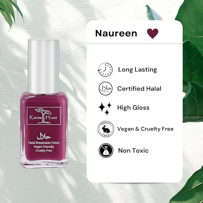 karma organic Natural Nail Polish, Vegan, and Cruelty-Free, No Toluene, No Formaldehyde, No DBP, and Free of TPHP, Naureen