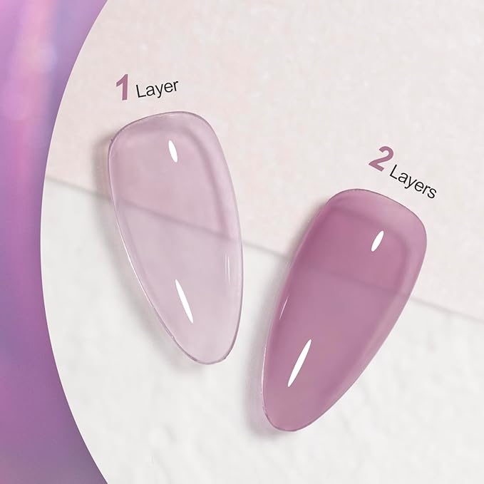 GAOY Jelly Nude Purple Gel Nail Polish, 16ml Sheer Neutral Translucent Soak Off Gel Polish, UV Light Cure for Nail Art DIY, 1721 Amethyst Crystal