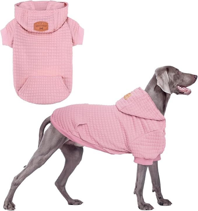 BEAUTYZOO Dog Hoodies Sweater for Large Dogs,Waffle‑Like Laminated Pet Coat | Warm Dog Sweatshirt with Pocket & Leash Hole,Pullover Clothes for Girl Boy Dogs,Stretchy & Easy‑On‑Off,Labrador & Great Danes