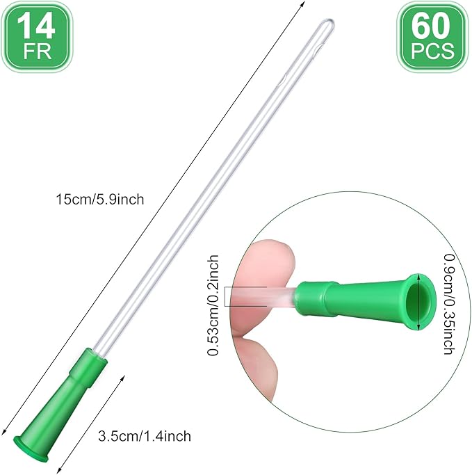 Nuanchu PVC Replacement Tubings Supplies Tubes Kit Clear Replacements Hose with Flexible Rounded End for Smooth Insert(14 FR,60 Pieces)
