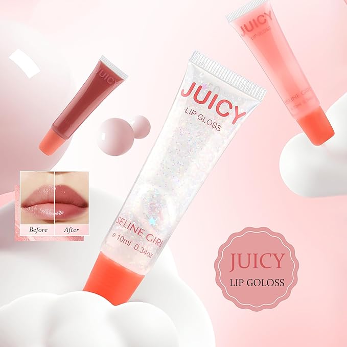 Juicy Lip Gloss, Lipgloss for Women and Girls, Lip Plumper, Lip Makeup Hydrating, Tinted Lip Balm, Colorful Lipgloss Moisturizing and Vibrant #cherry